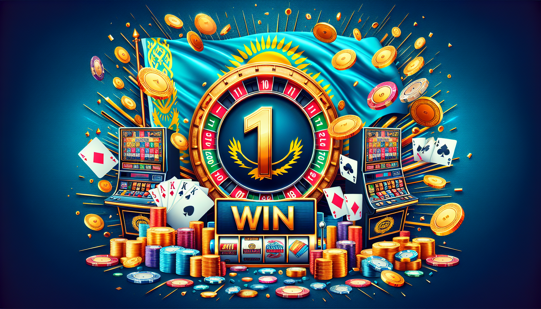 Логотип 1win на фоне казино